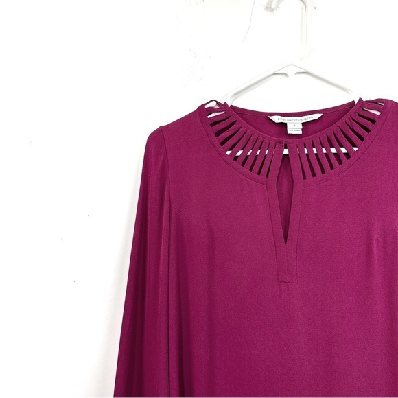 Diane von Furstenberg Damian Silk Sheath Neck Long Sleeve Detail Dress Pink Sz 0 - Picture 3 of 11